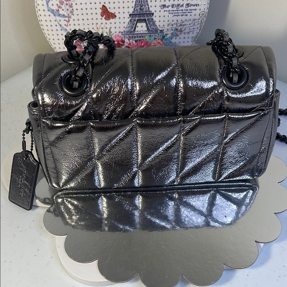 Coach Silver Metallic Quilted Shoulder Bag - Picture 3 of 16